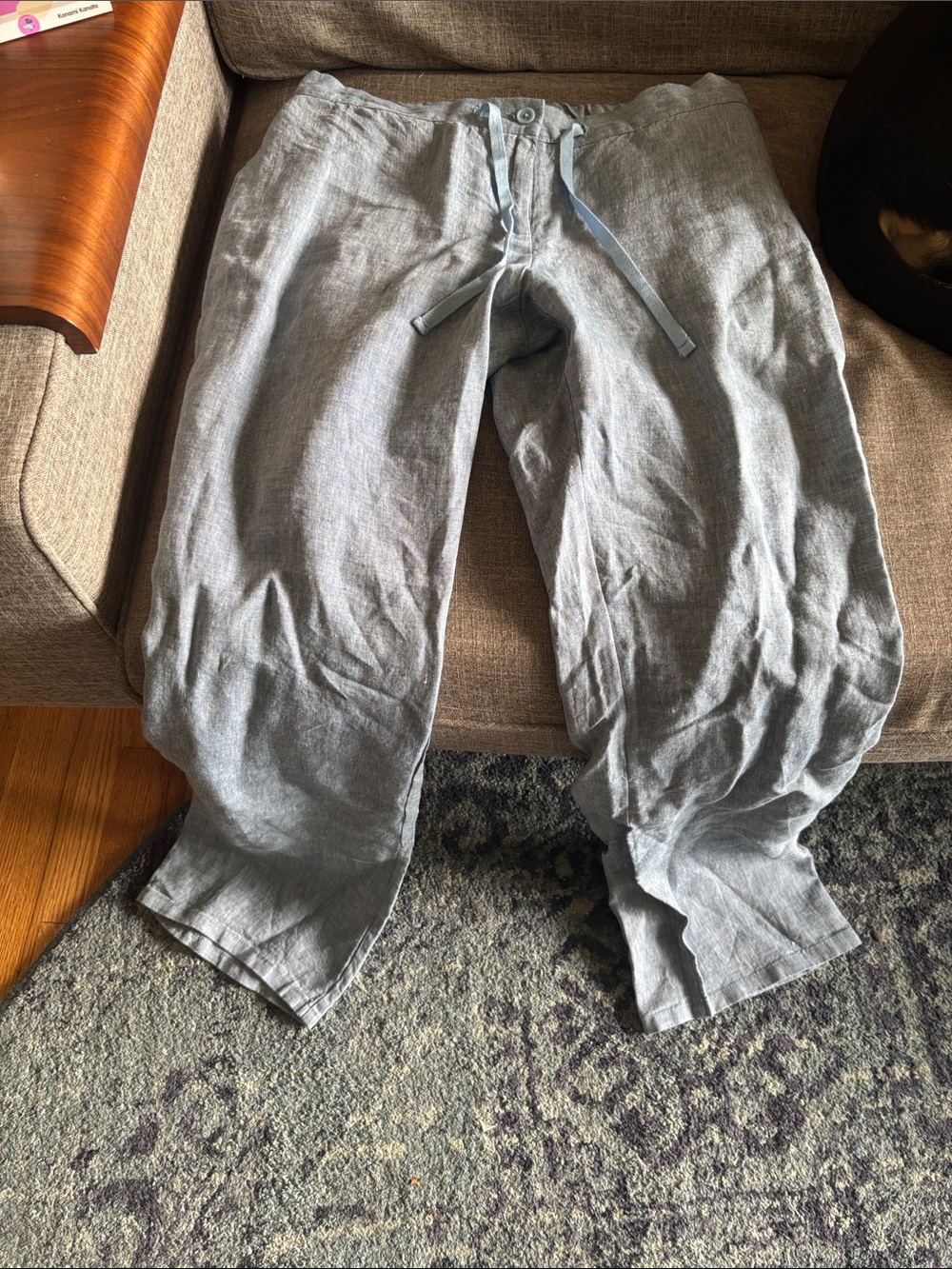Boden Light Gray Linen Drawstring Chinos